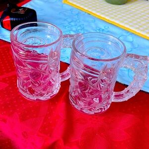Set of 2 Vintage clear glass Batman Mugs made in France
